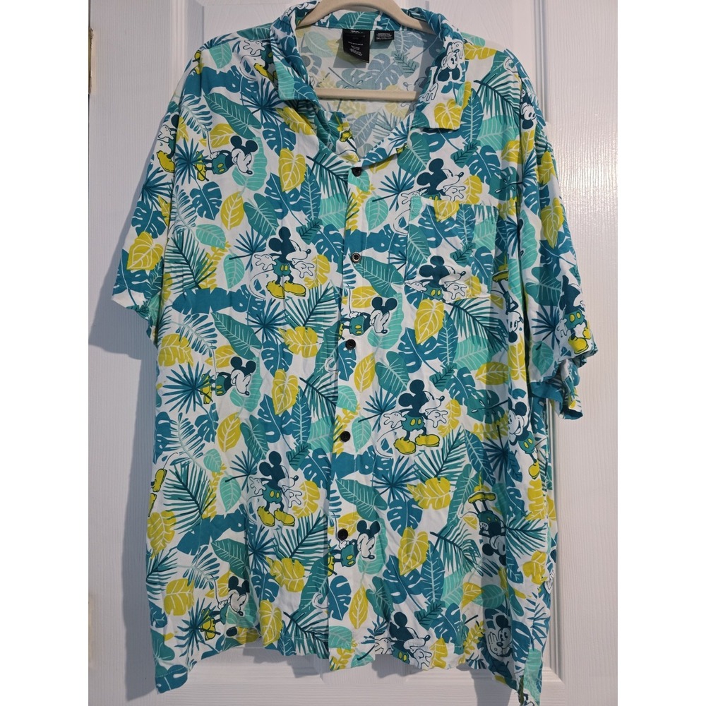 Disney Men's 3XL Mickey Mouse Hawaiian Button-Up Shirt Short Sleeve